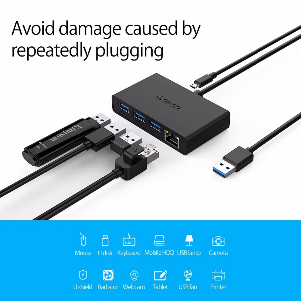 ORICO USB3.0+Gigabit Ethernet Port HUB Mini Hub For Desk,Ofiice,Home USB3.0 Hub ORICO USB3.0+Gigabit Ethernet Port HUB Mini Hub For Desk,Ofiice,Home USB3.0 Hub