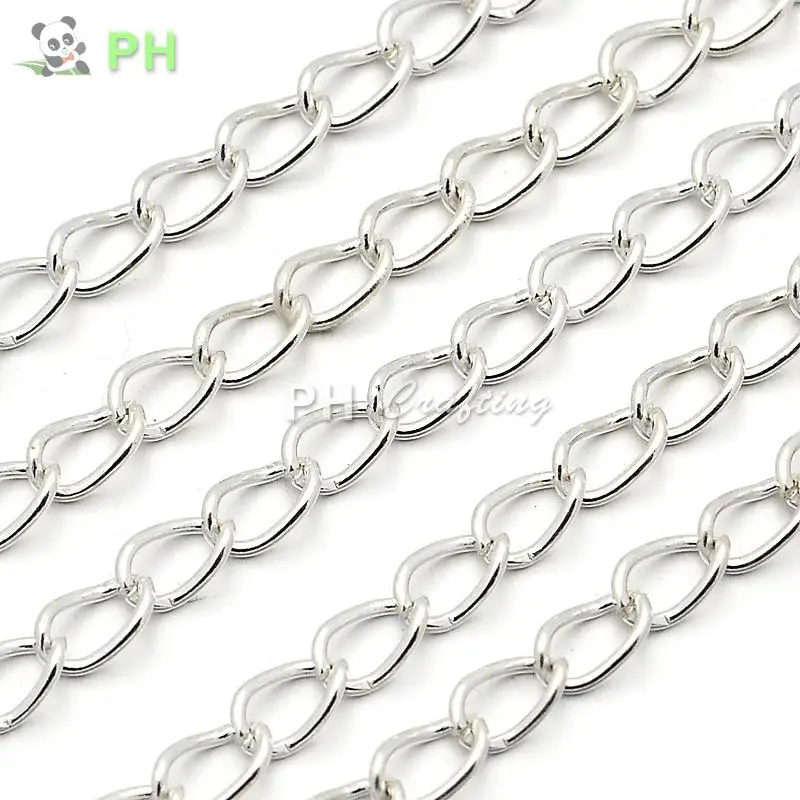 Iron Twist Chains Curb Chain, Silver, 4x2.3x0.7mmin Jewelry Findings