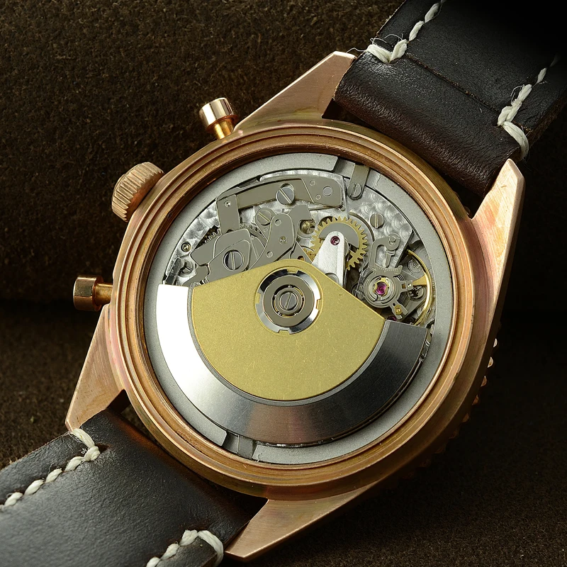 Часы San Martin Sixty Five бронзовые автоматические часы для дайвинга ETA7753 с хронографом 200