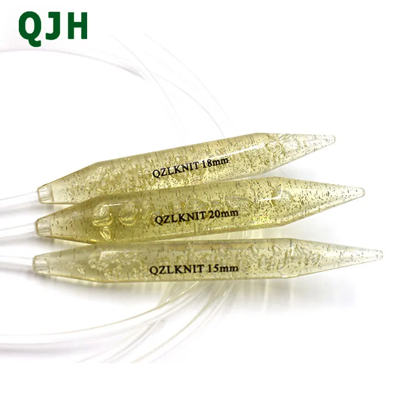 cheap 15mm 18mm 20mm 3Size set Crochet Hooks Crystal acrylic Circular wood Knitting Needles Set Double Pointed Yarn needles
