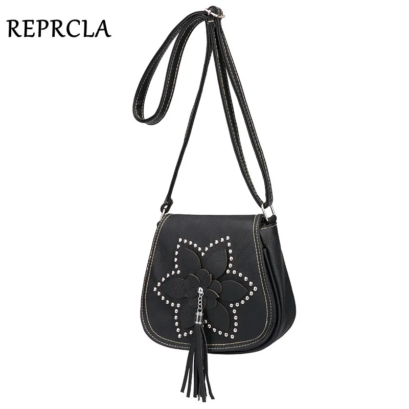 REPRCLA العلامة التجارية مصمم شرابة المرأة أكياس برشام زهرة Crossbody أكياس بو الجلود الإناث رسول حقائب كتف sac