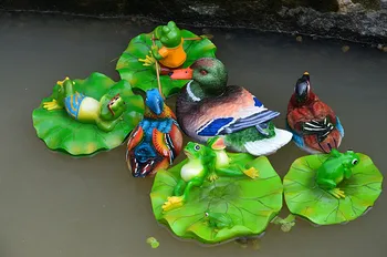 

garden floating mandarin duck artificial 3D animal aquarium fish tank pond tortoise home decoration lily lotus