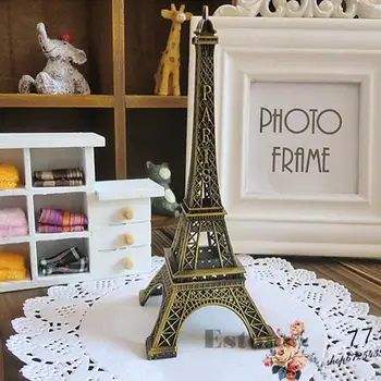 

Home Decor 15cm Retro Alloy Bronze Tone Paris Eiffel Tower Figurine Statue Model