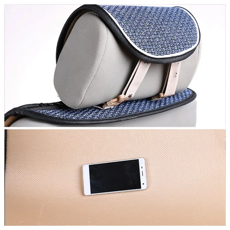 Linen Car Seat Cover Breathable Protector Pad for Universal Auto