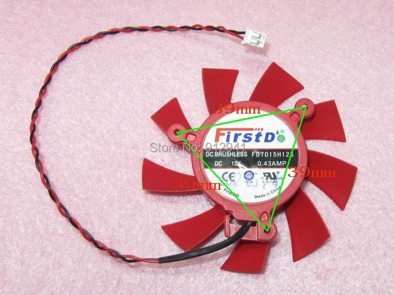 

FD7015H12S 65mm Graphics / Video Card VGA Cooler Fan Replacement 39mm 12V 0.43A 2Wire 2Pin for ATI HD5750 HD5770