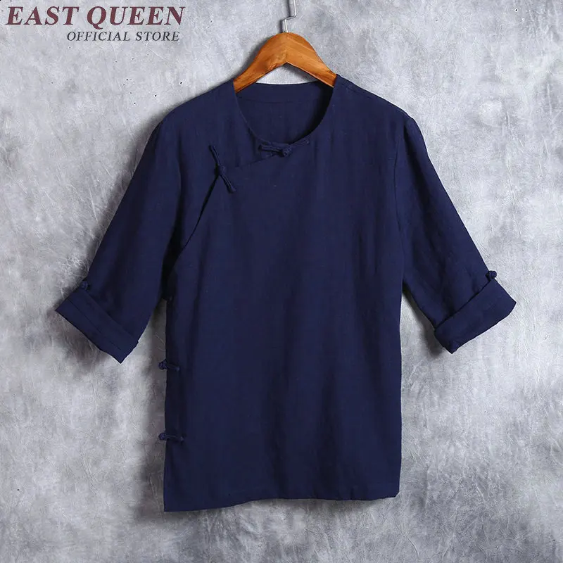 fashion traditional chinese clothing for men short sleeve linen clothes men linen shirt plus size S-4XL NN0553 HQ