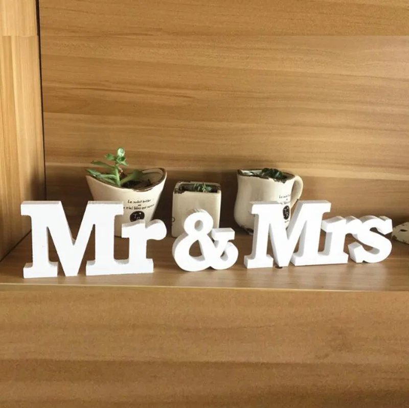 3 шт. MR& MRS дерево Свадьба День рождения DIY домашний декор украшения Аксессуары - Цвет: White