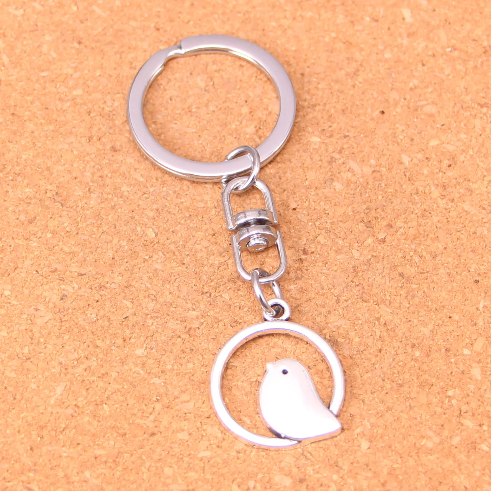 

Fashion Jewelry Accessories Silver Pendant circle little bird Keychain Key Ring For Women Men Gifts Key Chain