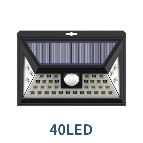 Уличный светодиодный светильник на солнечной батарее, настенный уличный садовый светильник, датчик движения PIR, лампа на солнечных батареях, водонепроницаемая, IP65, декоративная - Испускаемый цвет: 40LED Wall Lamp