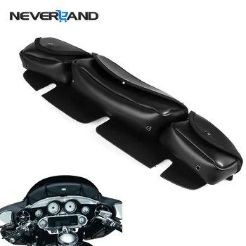 

Motorcycle Windscreen Bag 3 Pocket Fairing Tri Pouch For Harley Touring Electra Street 96-13 Black Motorbike Bags D25