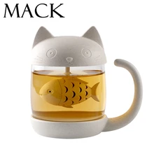 MACK Nette Katze Glas Persönlichkeit Milch Becher Mit Infuser Büro Kaffee Becher Kreative Frühstück Tassen MCC042