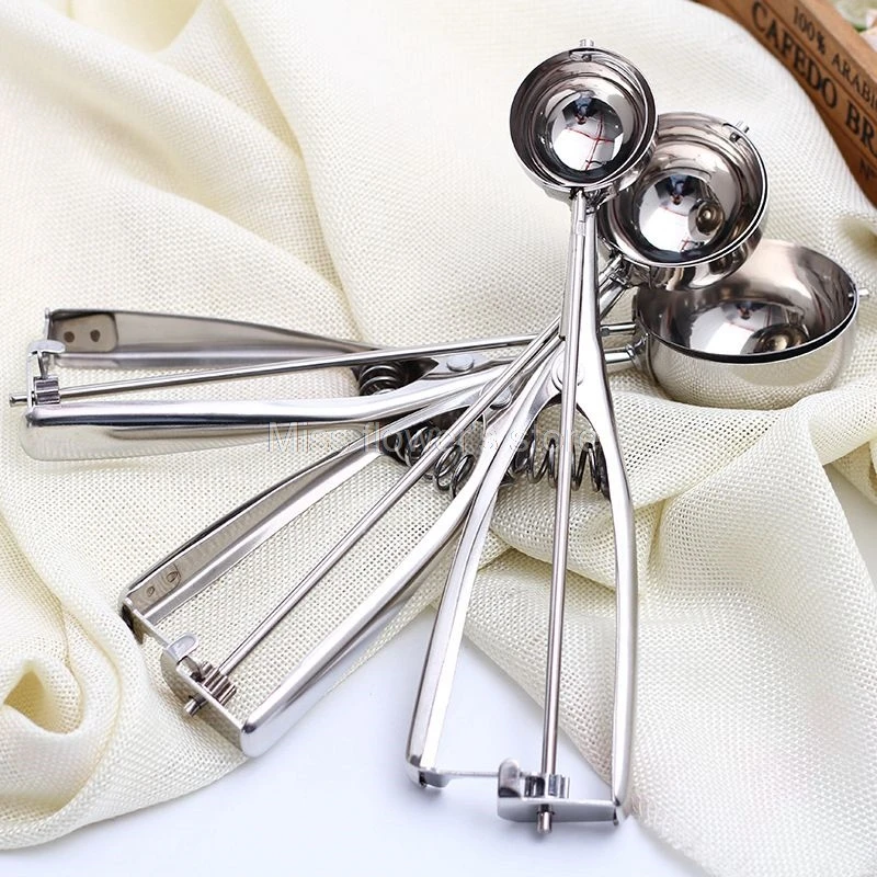 

4/5/6cm Stainless Steel Multifunction Ice Cream Potato Scoop Spoon Handle Spring