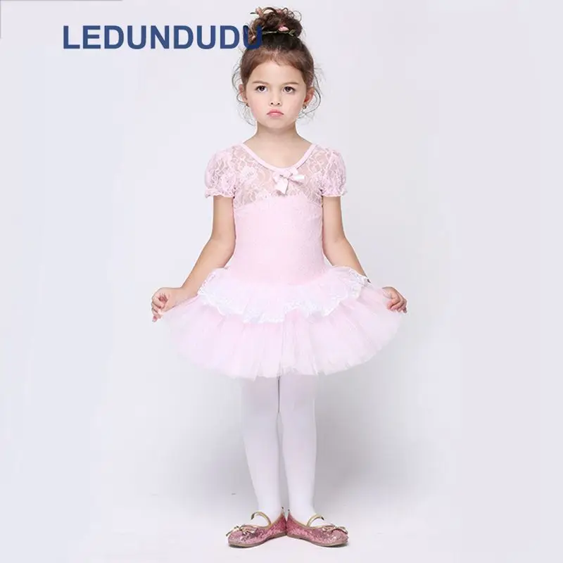 Kids Pink Lace Princess Cosplay Costumes Girls Ballet Dress Childres Dance Dress Fancy Party Suit   (5)