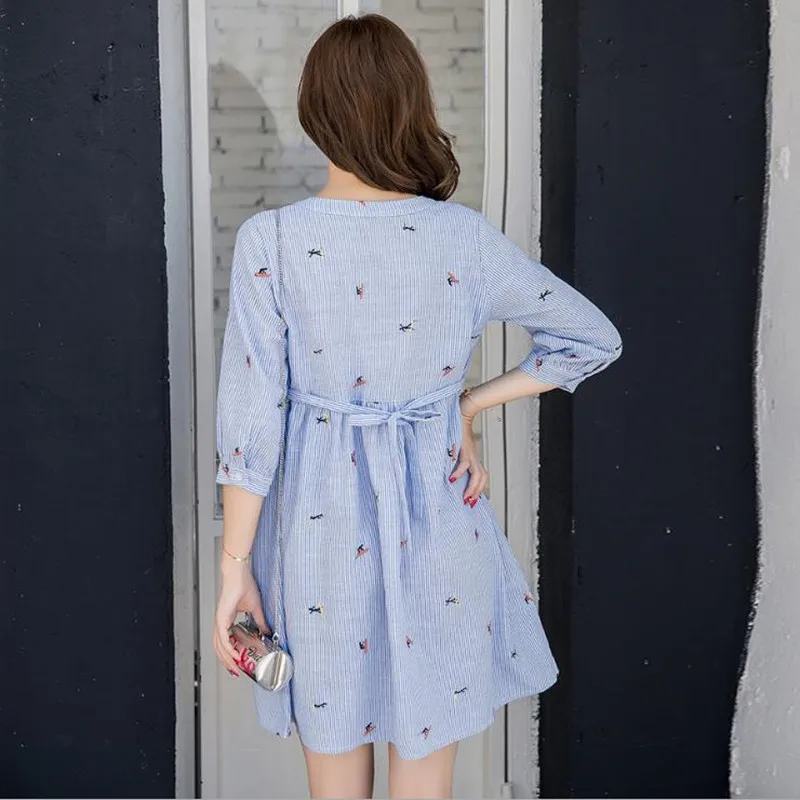MODENGYUNMA embroidery Maternity Clothes Pregnancy BreastFeeding Cotton Dress Blue Nursing Clothes For Pregnant Women clothing MODENGYUNMA embroidery Maternity Clothes Pregnancy BreastFeeding Cotton Dress Blue Nursing Clothes For Pregnant Women clothing