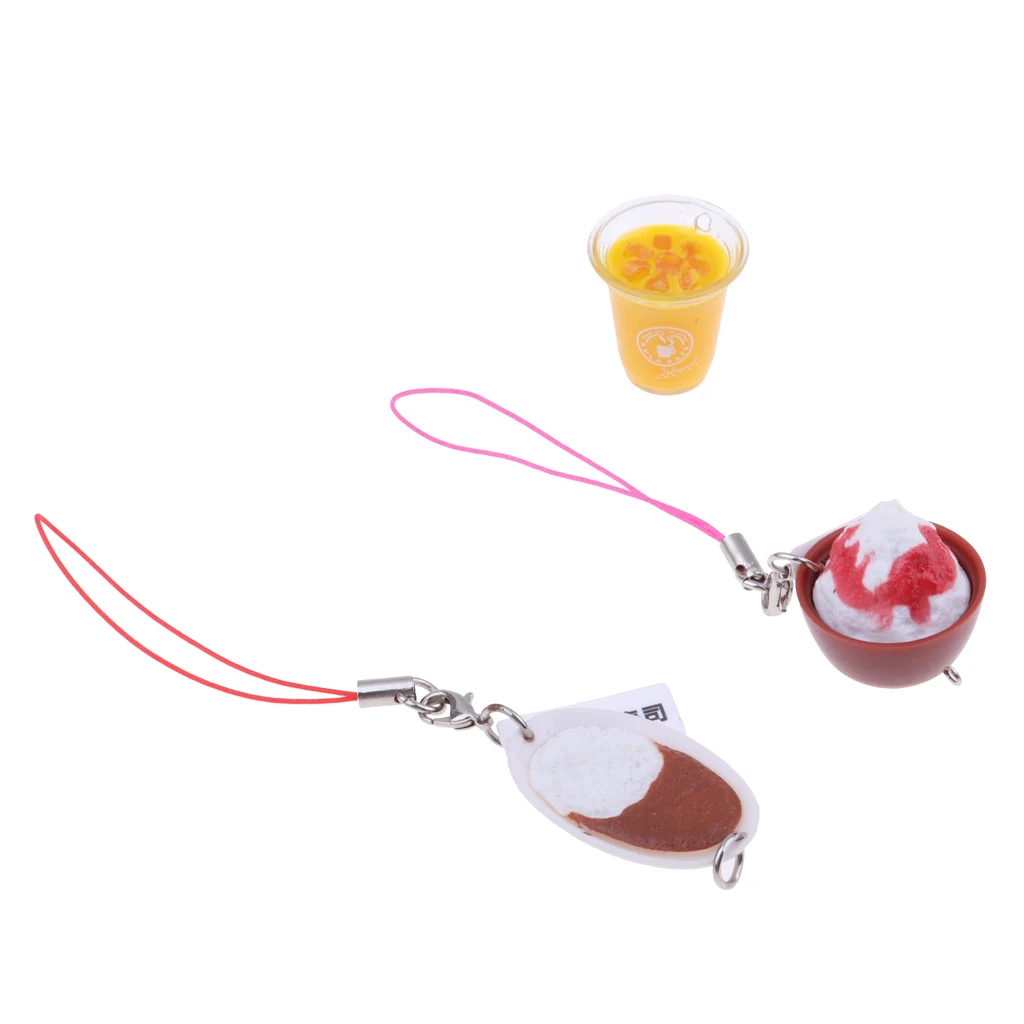 3Pieces 1/6scale Doll House Miniature Kitchen Decoration Tea Cake Dessert Food Kit Kids Toys Keychains	