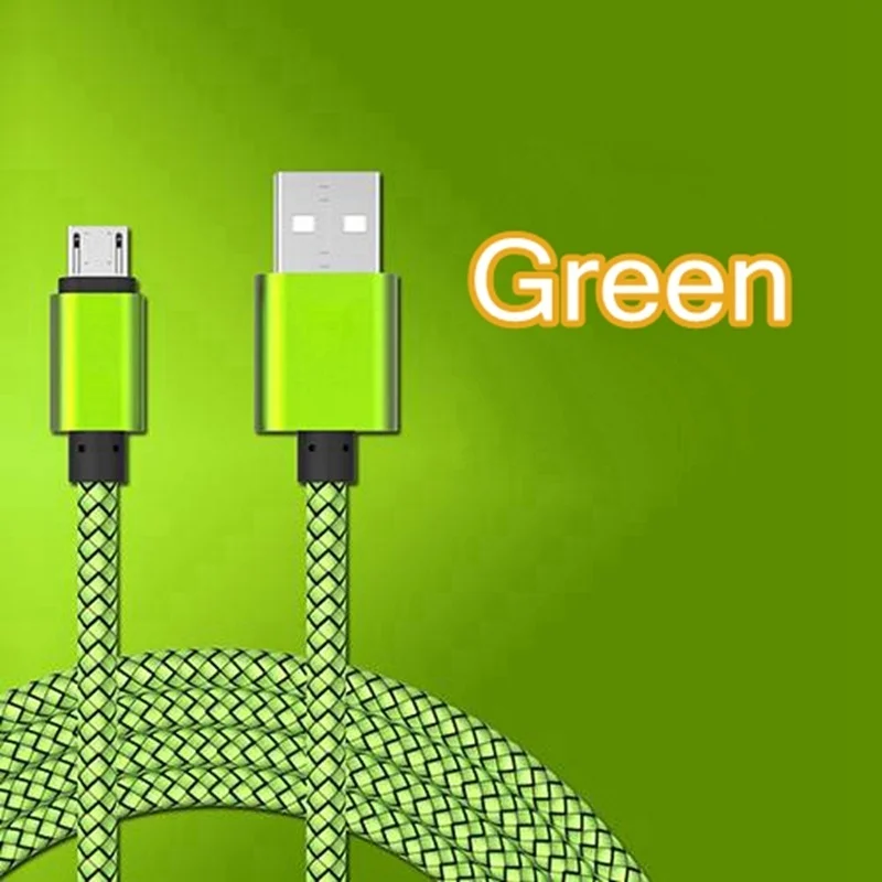 1 м Micro USB кабель для быстрой зарядки и синхронизации данных шнур для samsung htc Xiaomi sony OPPO Micro usb Android устройства - Цвет: Зеленый