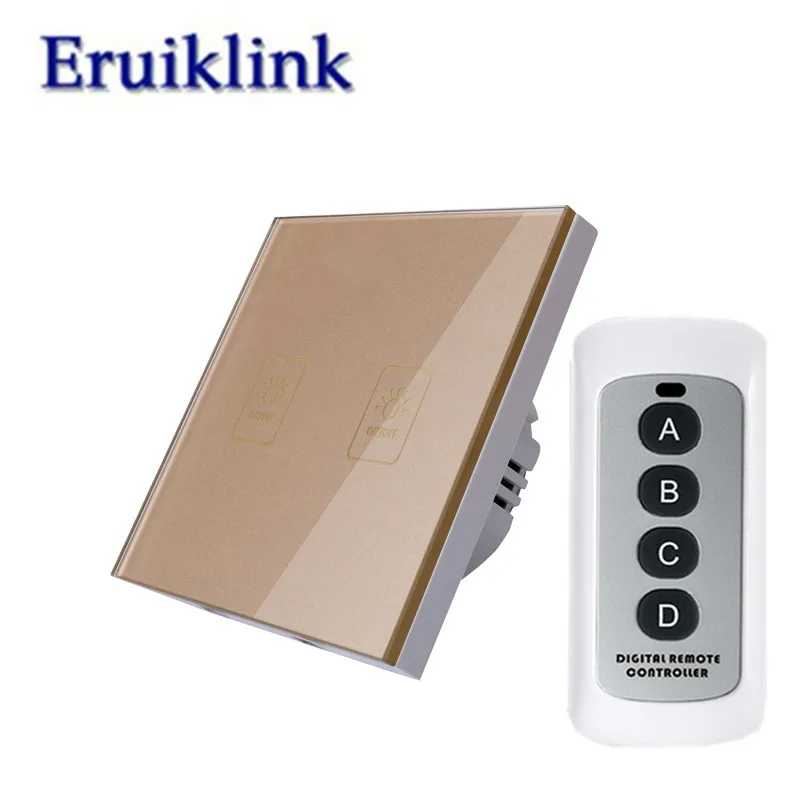 

EU/UK Standard 1/2/3 Gang 1 Way Wireless Remote Control Light Switches,RF433 Remote Wall Touch Switch 220V for Smart Home