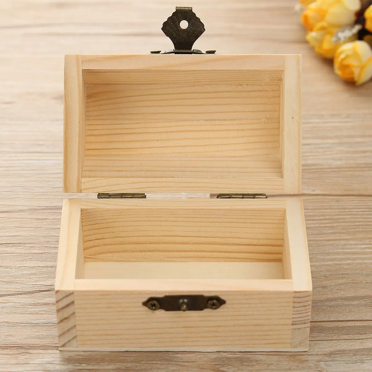 

KiWarm Multifunction Natural Wooden Storage Box With Lid Postcard Home Organizer Handmade Craft Jewelry Case Bank Decortive Box