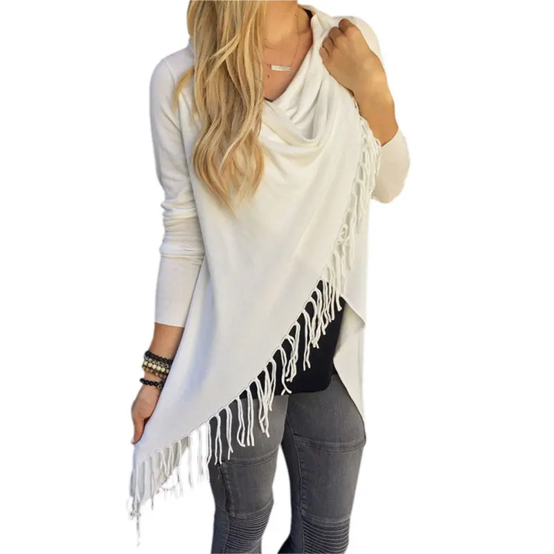 

Womens Tassel Fringe Shawl Hem Ladies Cardigans Top Dress Summer TH36