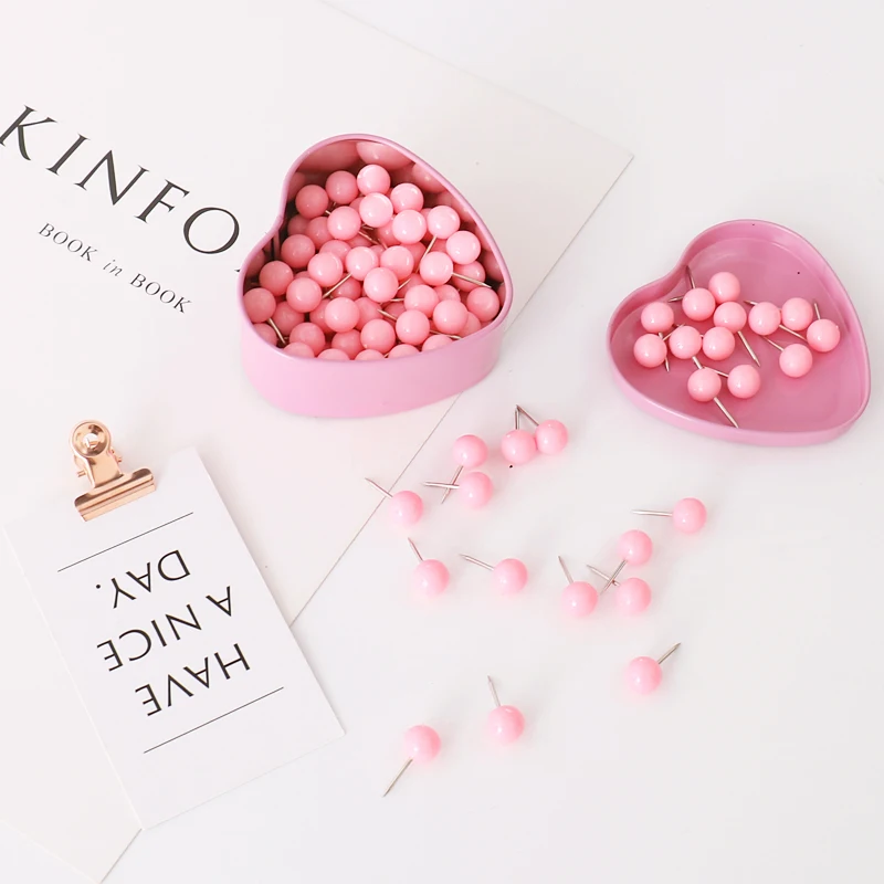 Push Pins for push pins Pink Kawaii Stationery Clear Binder Clips Photos Tickets Notes Letter Thumbtack set TUTU