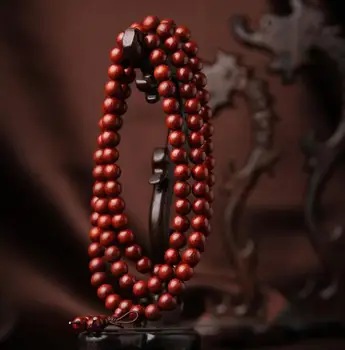 

Chinese Wood Carved Red Sandalwood Hand String 108 High Oil Zambian Blood Sandalwood Beads Exquisite Hand Strings Bracelet