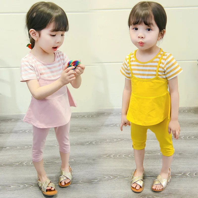 

Toddler Baby Girl Clothes Girls Cotton Short Sleeve Two-Piece Suit Kids Clothes Sets