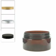 18 шт./лот 100 мл янтарная ПЭТ банка с алюминиевой крышкой, пластиковая банка, косметическая банка, пластиковый контейнер, бутылка