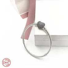 

NEW! Perfect Charm logo Engraved S925 Silver Chains DIY making Pave Heart Bangle pandoras bracelet women jewelry,doraps