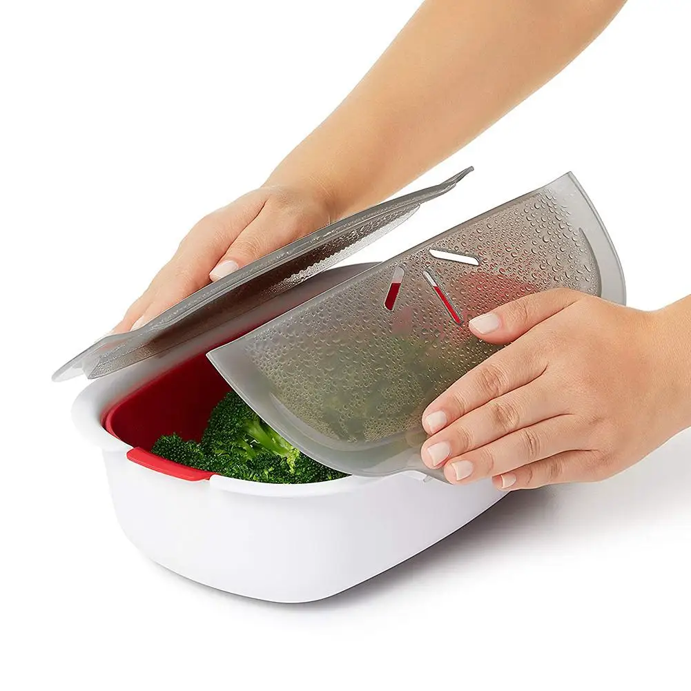 

Microwave Steamer Basket Boxes Safe Food Microwave Oven Steamer Shelf Cookware Steaming Dish Cooking Pot Kitchen Accessories