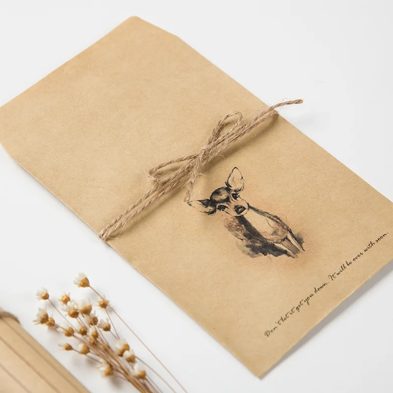

10 pcs/lot Deer Paper Envelope 4 Designs Cute Mini Envelopes Vintage European Style for Card Scrapbooking Gift Free shipping