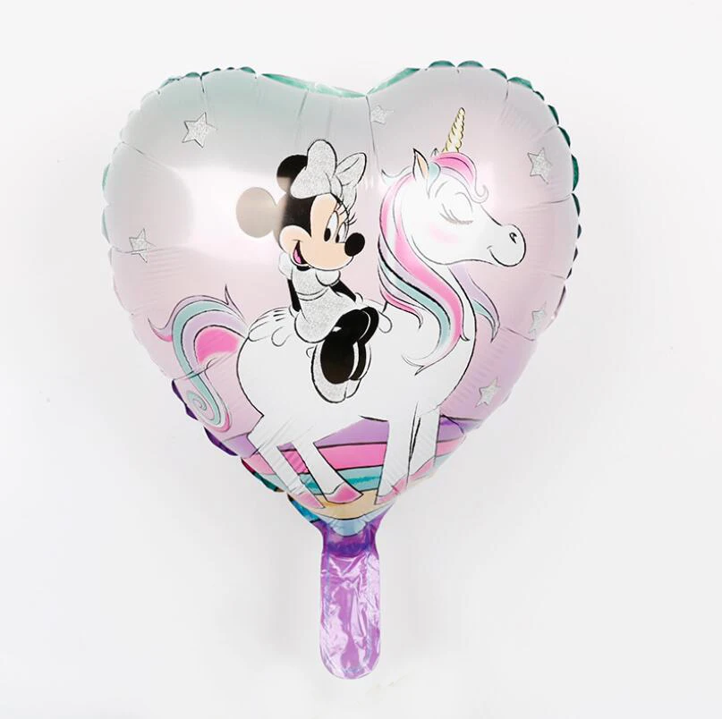 

10pcs/lot Minnie unicorn balloon 18inch heart style Minnie helium balloon for kid toys unicorn balloon for festival gift