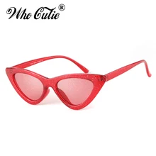 WHO CUTIE, блестящие, кошачий глаз, солнцезащитные очки для женщин, фирменный дизайн, винтажные, Ретро стиль, блестящие, Кристальные, крутые, кошачий глаз, солнцезащитные очки OM698