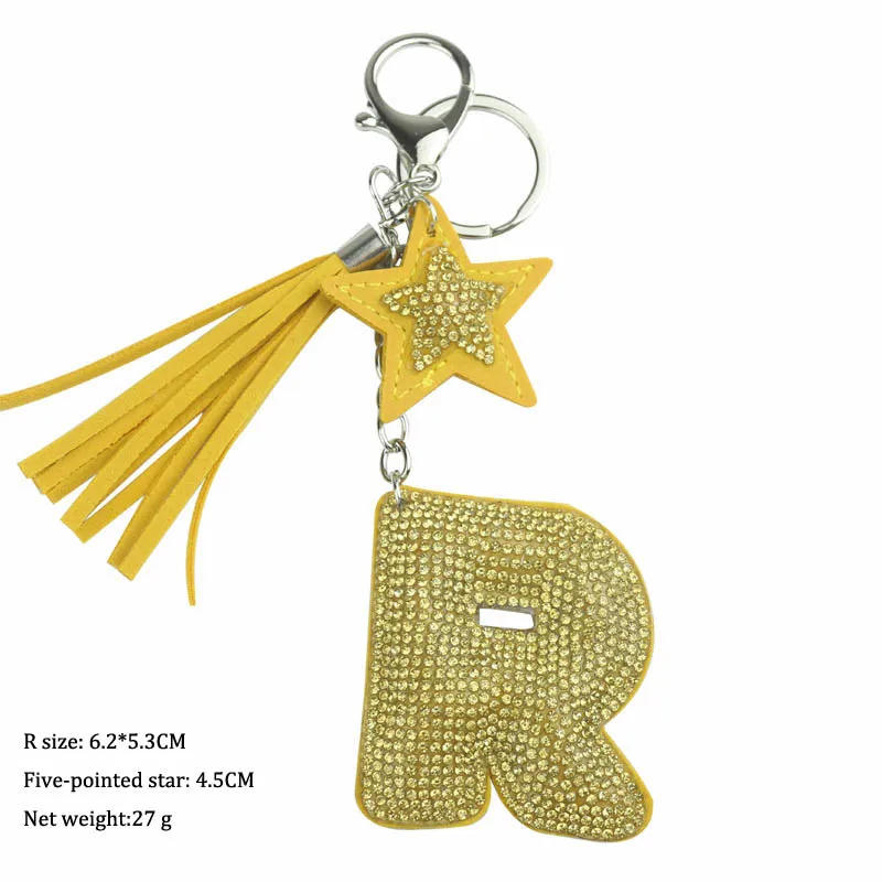 Буква R брелок для ключей с кожаными кисточками брелок, украшение серебряное кольцо с буква из стразов porte clef для женщин сумка кулон подарок