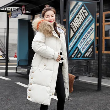 

2019 Autumn Winter Women Jacket Fashion Colored Large Fur Collar Parka Female Casual Loose Parkas For Women Plue Size Coat