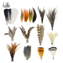 Материалы для завязывания мух, 12 видов, набор натуральных перьев, волосы оленя, фазан, завязывание мух, приманка для изготовления влажных Сухих Мух Нимфы