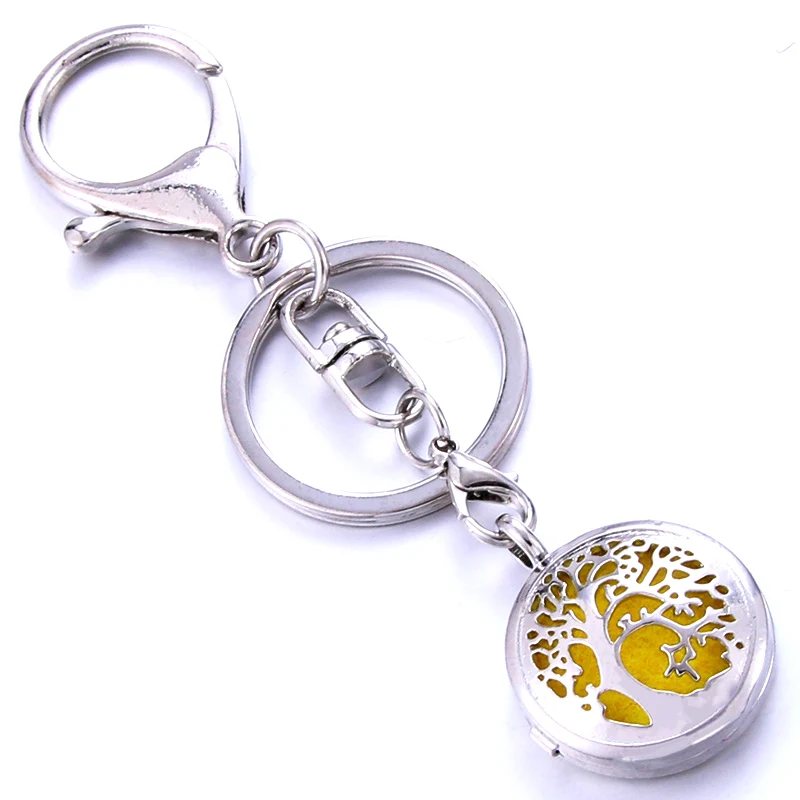 

Tree of Life Aromatherapy Perfume Locket Keychain Essential Oil Diffuser for woman Scent Key Chain Keyring Christmas Gift