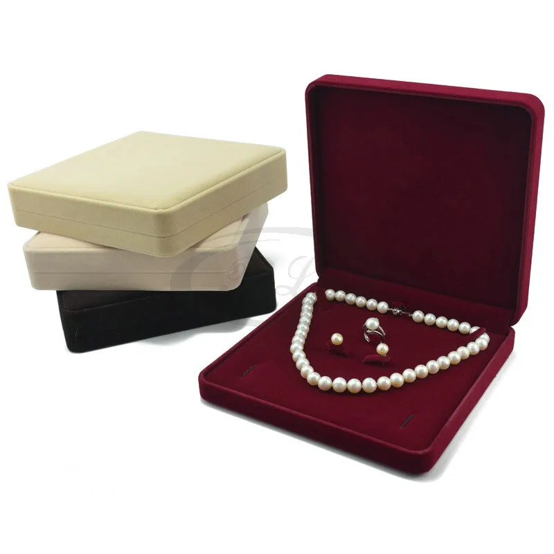 Jewelry Set Box 19x19x4cm Necklace Earring Ring Gift Box Velvet Wedding Packaging Favor Holder Jewelry Display Storage Box Case jewelry set box 19x19x4cm necklace earring ring gift box velvet wedding packaging favor holder jewelry display storage box case