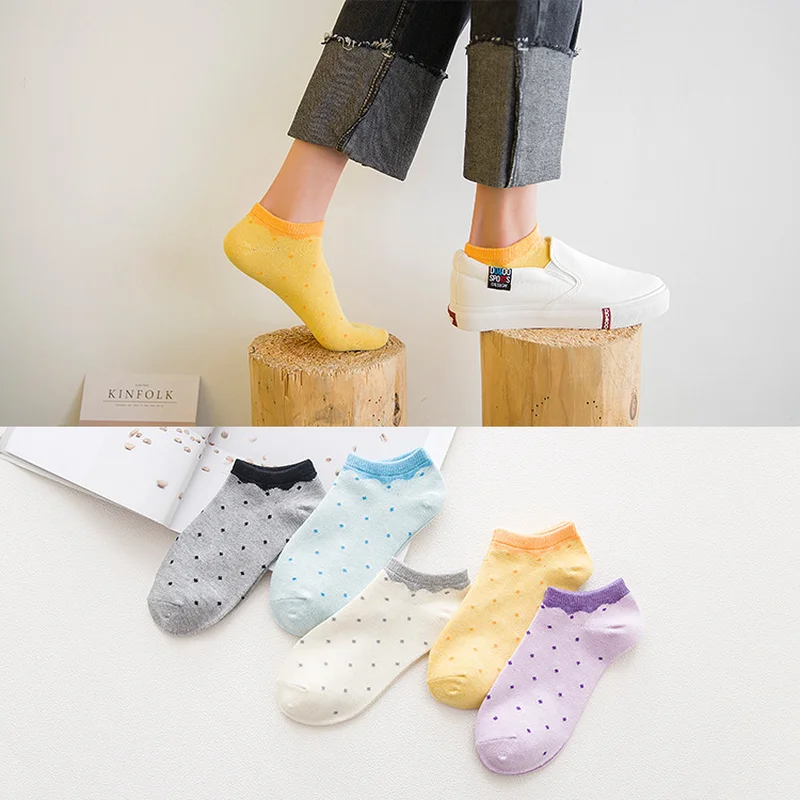 

1 Pair Cute Women New Unisex Low Cut Ankle Socks Happy Lovely Point Cotton Casual Fashion Socks