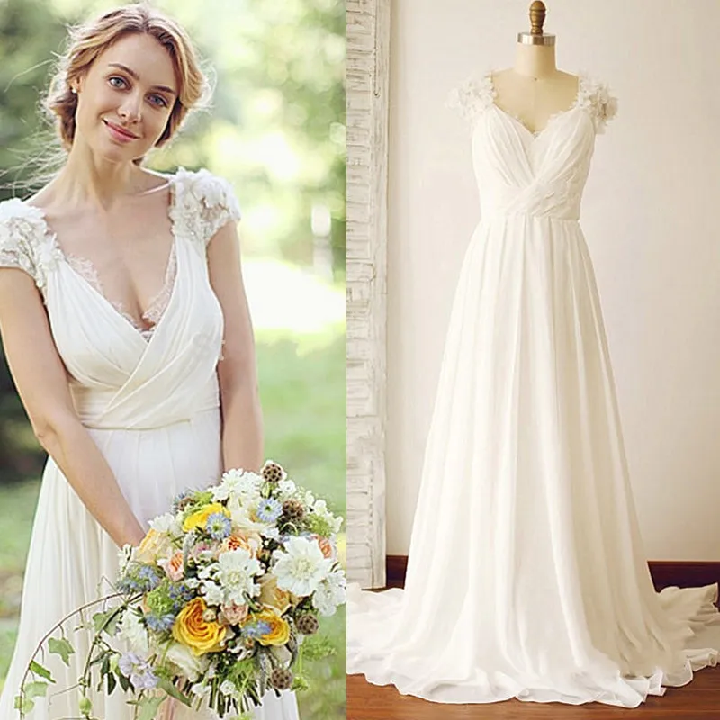 Chiffon Long Beach Wedding Dresses 2016 cheap bridal gowns Custom Made Chiffon Long Beach Wedding Dresses 2016 cheap bridal gowns Custom Made