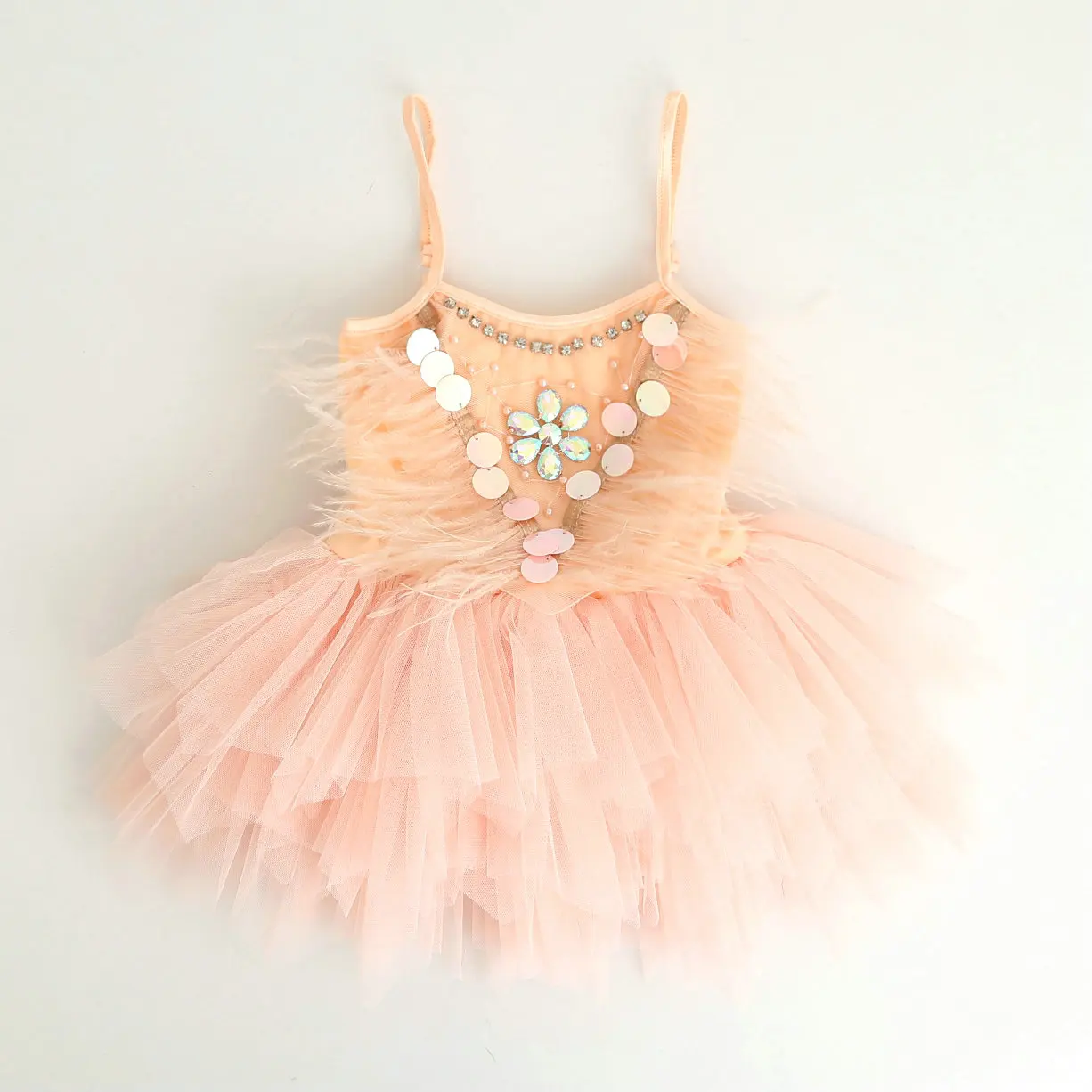 Новые летние платья с цветочным узором для девочек на свадьбу, жемчужные сияющие стразы, перья, многослойное платье-пачка из пряжи, платье для маленьких девочек в австралийском стиле