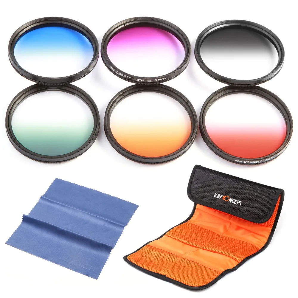 DSLR Digital Camera 52mm Graduated Color Lens Filter Kit Set For Nikon