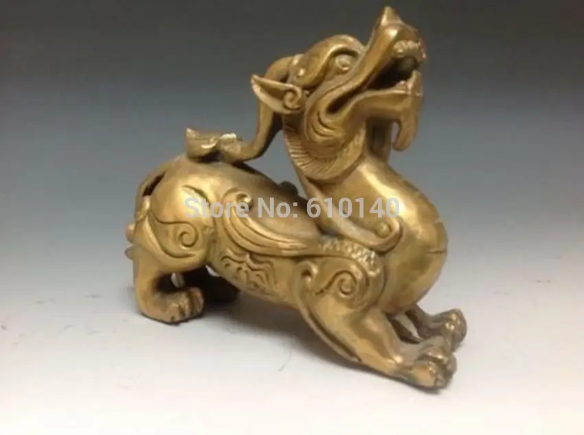 

Chinese Hand-carved Brass Statues rare Dragon -- Pi Xiu Dragon