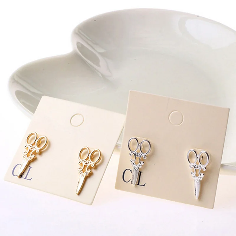 1Pair Unique Scissors Shape Ear Stud Colors Punk Design Women Jewelry Women Girls Fashion Earring Accessories