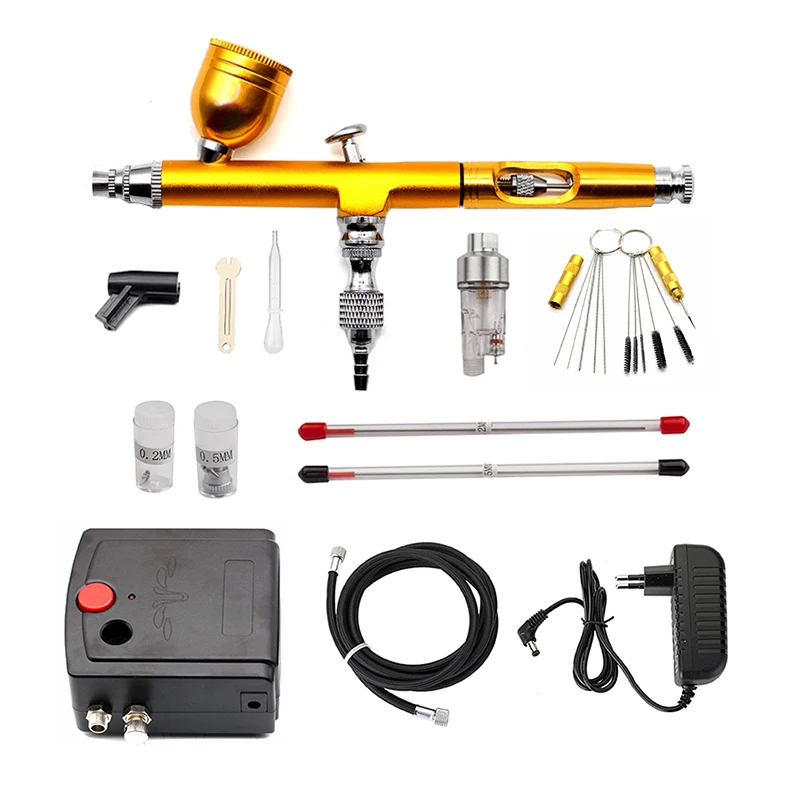 Dual-Action Airbrush Spray Gun Mini Airbrush Compressor Kit Airbrush for Nail Art Makeup Tattoo Model Cake Car paint