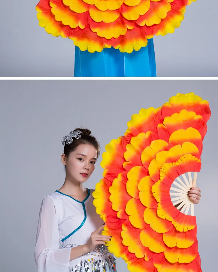 Для взрослых/детей двусторонний складной Пион цветок танцевальный ручной вентилятор реквизит для выступлений танцевальный вентилятор