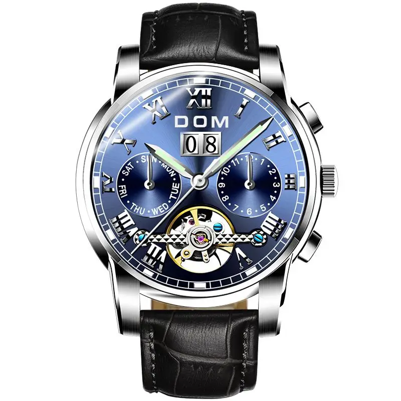 Мужские часы DOM брендовые механические Спортивные часы водонепроницаемые часы мужские роскошные модные наручные часы с турбийоном Reloj Homrbre M-75D-1M - Цвет: M 75L 2M