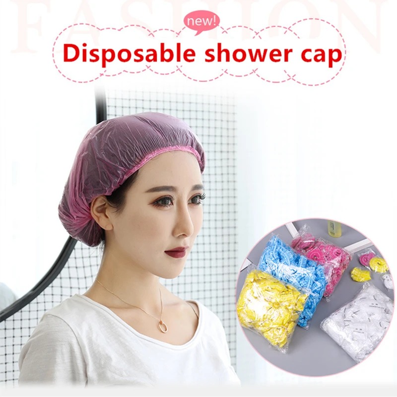 

50PCS Non-woven Disposable Shower Caps Pleated Anti Dust Hat Women Men Bath Caps for Spa Hair Salon Beauty Accessories