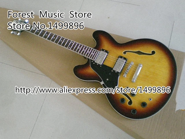 Best price at $309 Cheap Top Quality Musical Instrument Vintage Sunburst Hollow binding Body Lefty ES Electric Guitar China For Sale