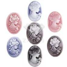 10 шт. полимер Винтажный стиль леди Овальный Камея плоская спина, кабошон 22x16x5 мм для ювелирных аксессуаров Flatback оптом