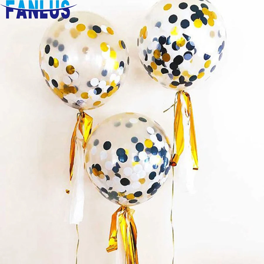 

12inch 1pcs Confetti Balloon Black Gold Wedding Party Decorations Kids Adlut Birthday Globos Anniversaire Baby Shower Boy Decor